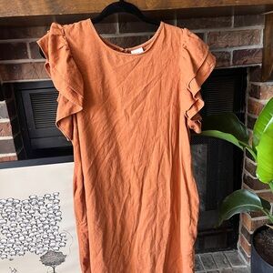 a new day Terracotta Dress with Ruffled Sleeves